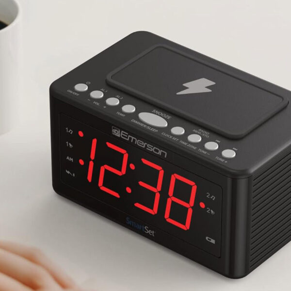 This alarm clock has a wireless charger and is only $11.99!